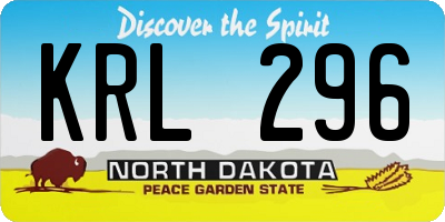 ND license plate KRL296