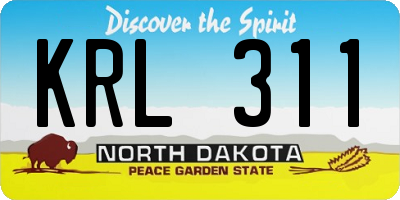 ND license plate KRL311