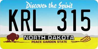 ND license plate KRL315