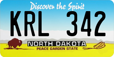 ND license plate KRL342