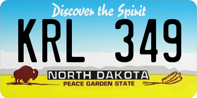 ND license plate KRL349