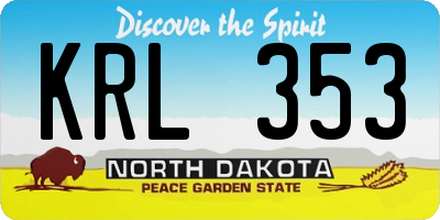 ND license plate KRL353