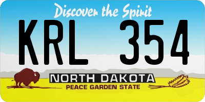 ND license plate KRL354