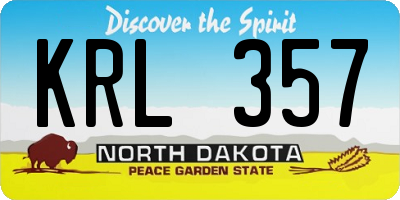 ND license plate KRL357