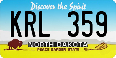 ND license plate KRL359