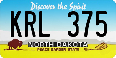 ND license plate KRL375