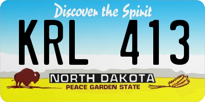 ND license plate KRL413