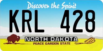 ND license plate KRL428