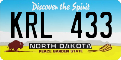 ND license plate KRL433