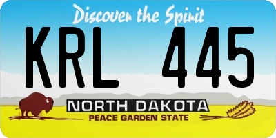 ND license plate KRL445