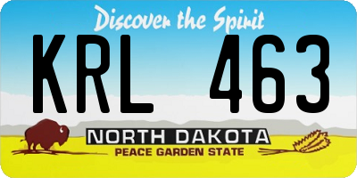 ND license plate KRL463