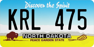 ND license plate KRL475