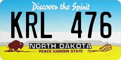 ND license plate KRL476