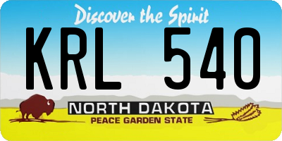 ND license plate KRL540