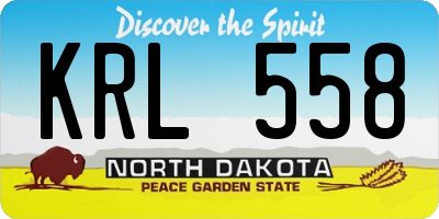 ND license plate KRL558