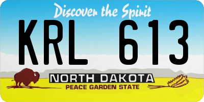 ND license plate KRL613