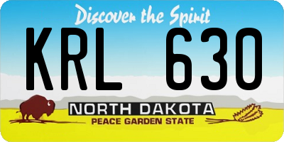 ND license plate KRL630