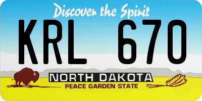 ND license plate KRL670