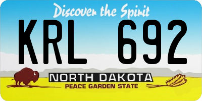 ND license plate KRL692