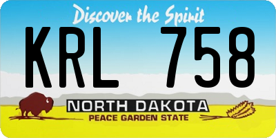 ND license plate KRL758