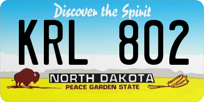 ND license plate KRL802