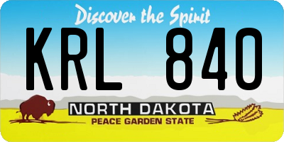 ND license plate KRL840