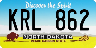 ND license plate KRL862