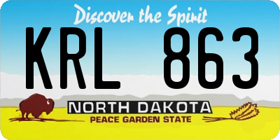 ND license plate KRL863
