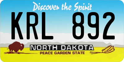 ND license plate KRL892
