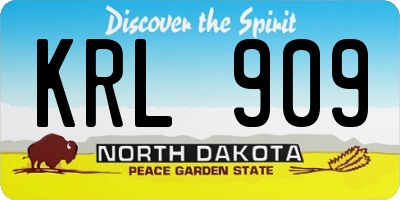 ND license plate KRL909