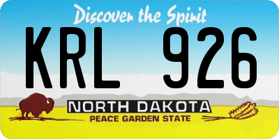ND license plate KRL926