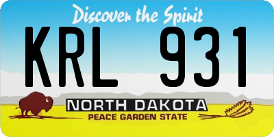 ND license plate KRL931