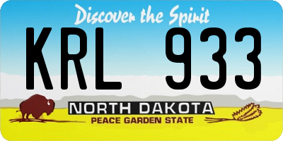 ND license plate KRL933
