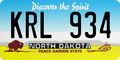 ND license plate KRL934