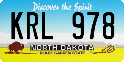 ND license plate KRL978