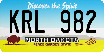 ND license plate KRL982