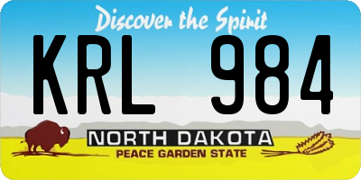 ND license plate KRL984