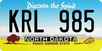 ND license plate KRL985