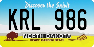 ND license plate KRL986
