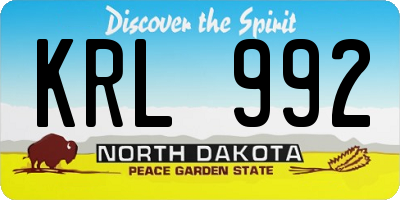 ND license plate KRL992