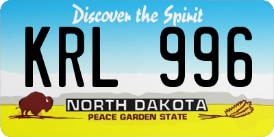 ND license plate KRL996