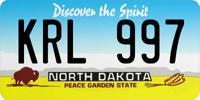 ND license plate KRL997
