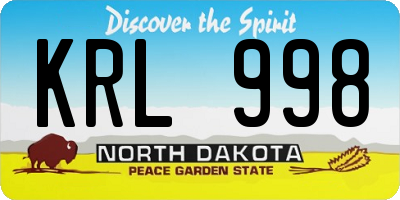 ND license plate KRL998