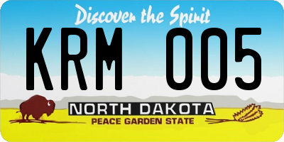 ND license plate KRM005