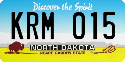 ND license plate KRM015