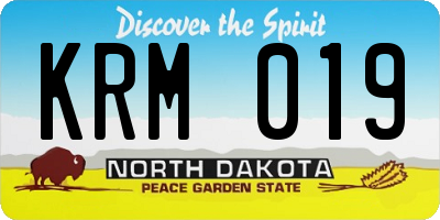 ND license plate KRM019