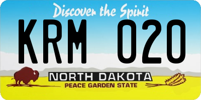 ND license plate KRM020