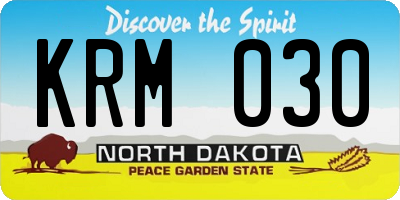 ND license plate KRM030