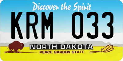 ND license plate KRM033