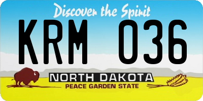 ND license plate KRM036